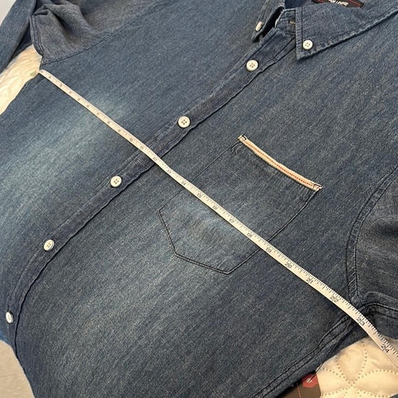 Adam Levin Men's Dark Wash Blue Denim Long Sleeve Button Down Casual Shirt Large - Picture 7 of 11